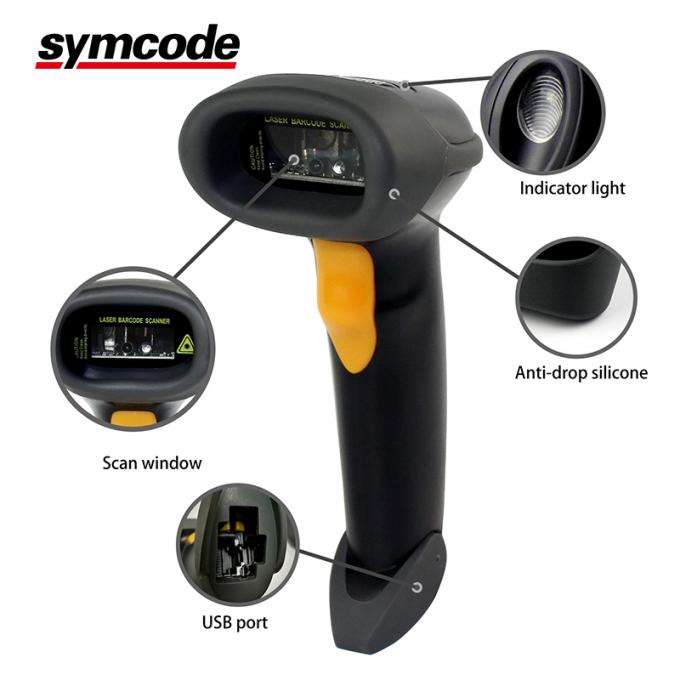 Symcode 1D Laser Scanner , Handheld Barcode Scanner With Stand Support Commands