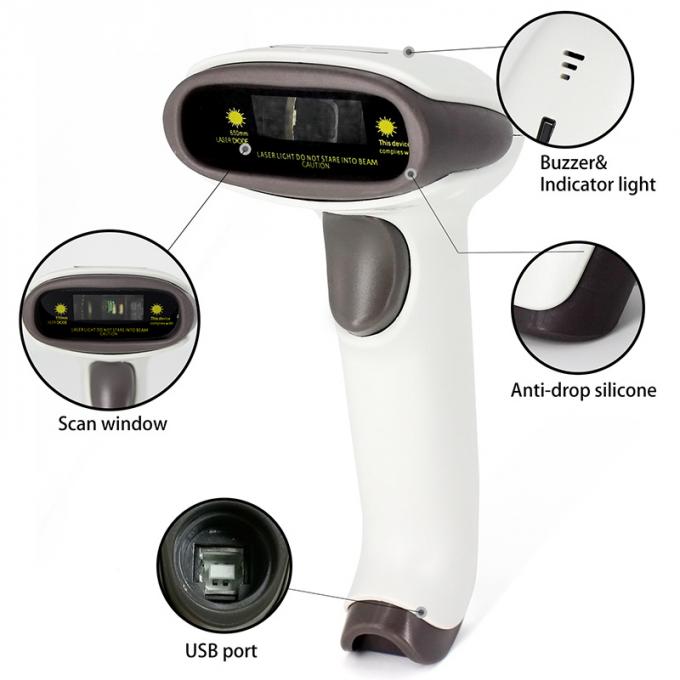 Wired 1D Hands Free Barcode Scanner 2.4Ghz Receiver With Long Range Transmission