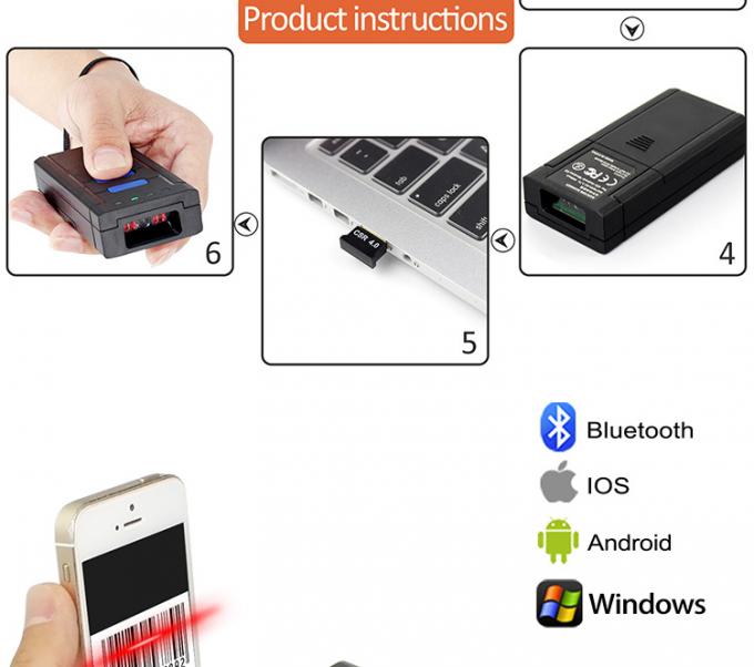 Anti - Interference 1D 2D Wireless Bluetooth Barcode Scanner For IOS Android Win